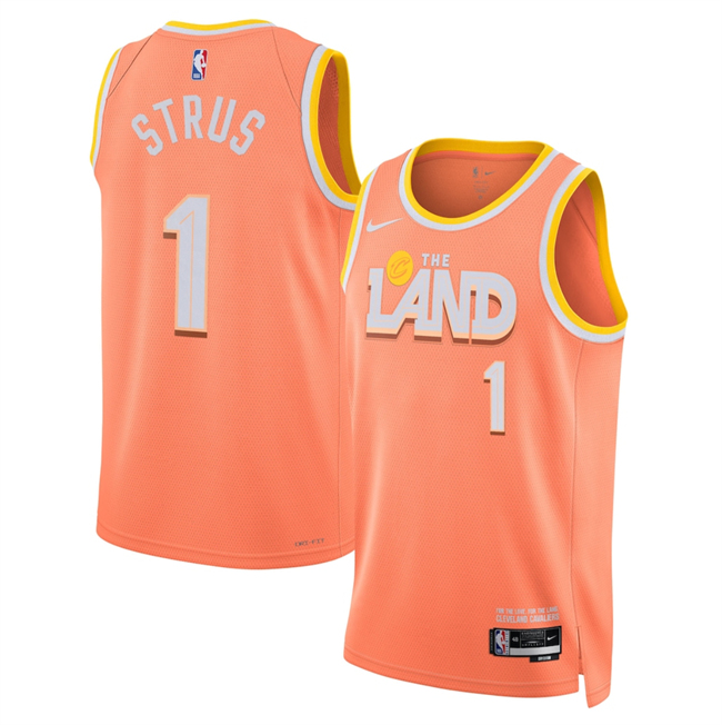 Men's Cleveland Cavaliers #1 Max Strus Orange 2025/26 City Edition Stitched Jersey